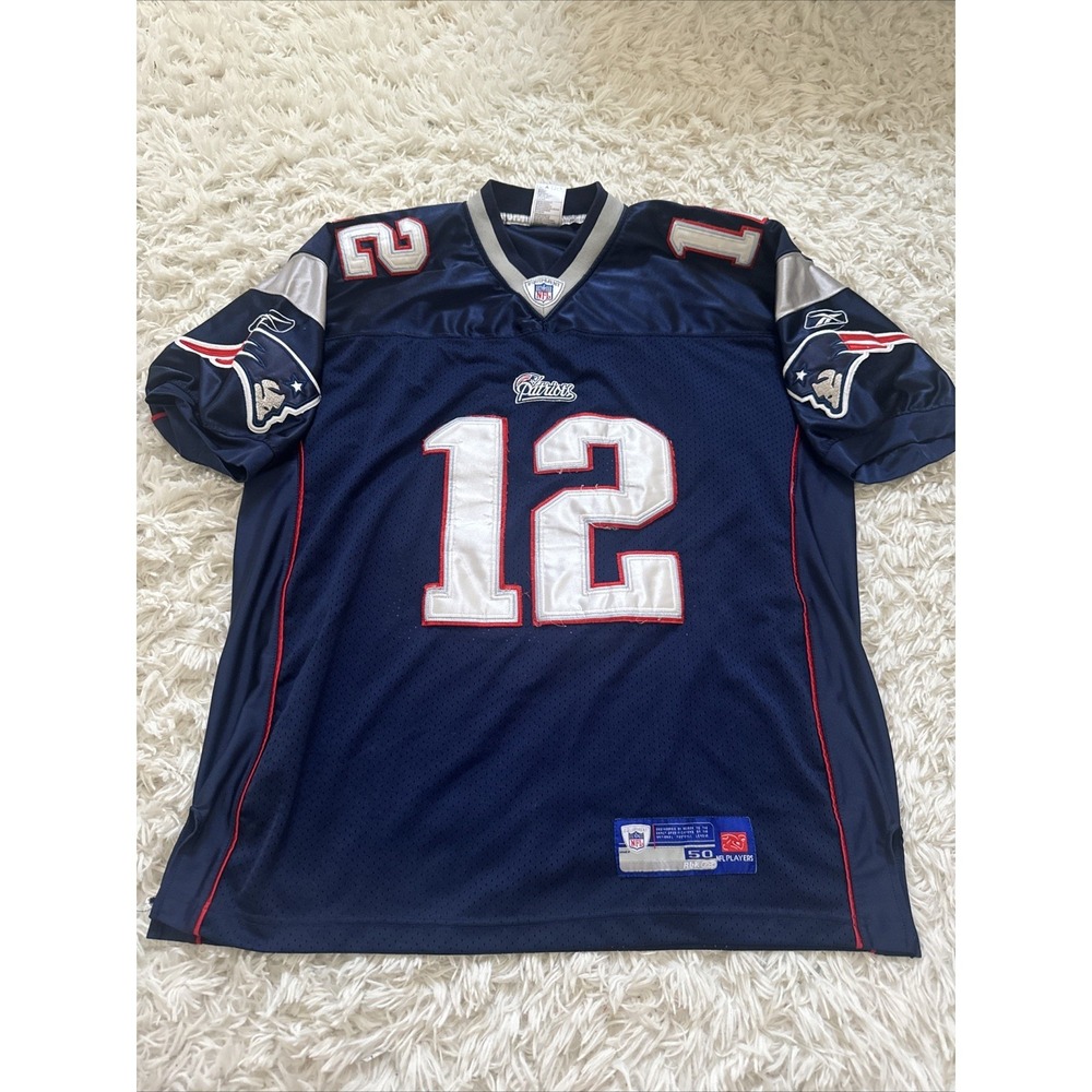 VTG 2000s Reebok NFL New England Patriots Tom Brady Sewn Authentic Jersey Size50